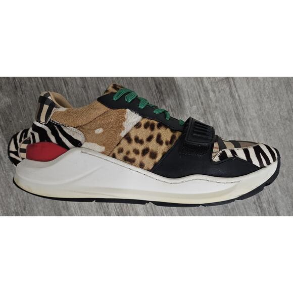 Burberry Women\'s Animal Print Calf Hair Sneakers Shoes EU 42 US 11 Green Laces main image 15